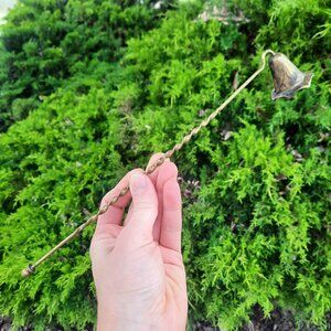 Brass 11" Candle Snuffer Twisted Handle, Engraved Design STUNNING Antique Boho